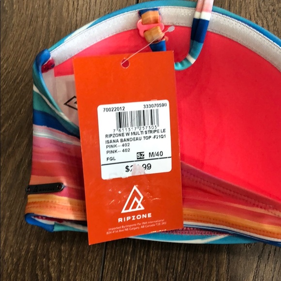 NWT Ripzone Multistriped Bandeau Swim Top Size M - Picture 5 of 5